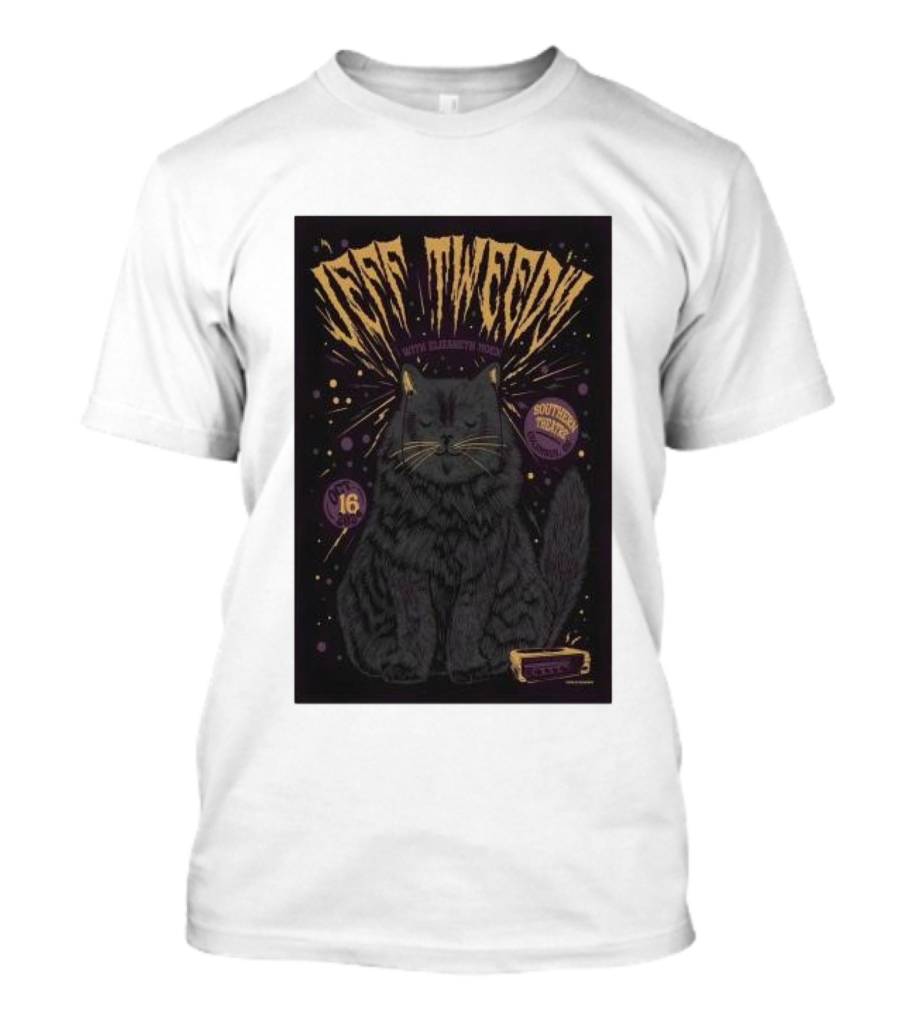 Jeff Tweedy With Elizabeth Moen Cat Listens To Music Southern Theatre Columbus Oh Oct 16 2024 Black Cat T-Shirt