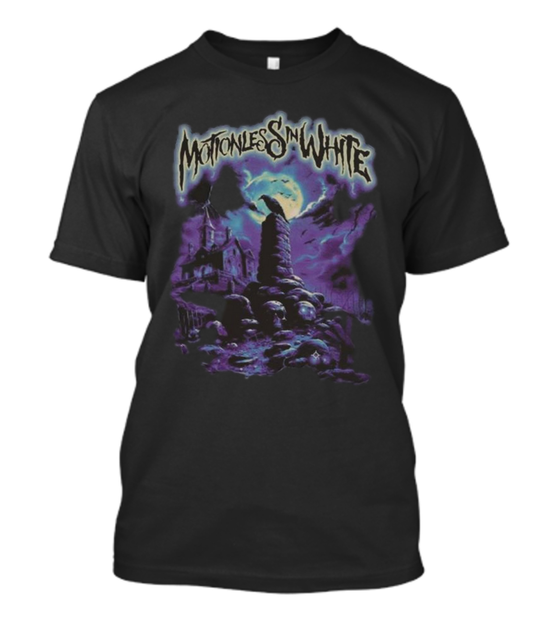 Motionless In White Haunted Cemetery Gothic Night Scene T-Shirt