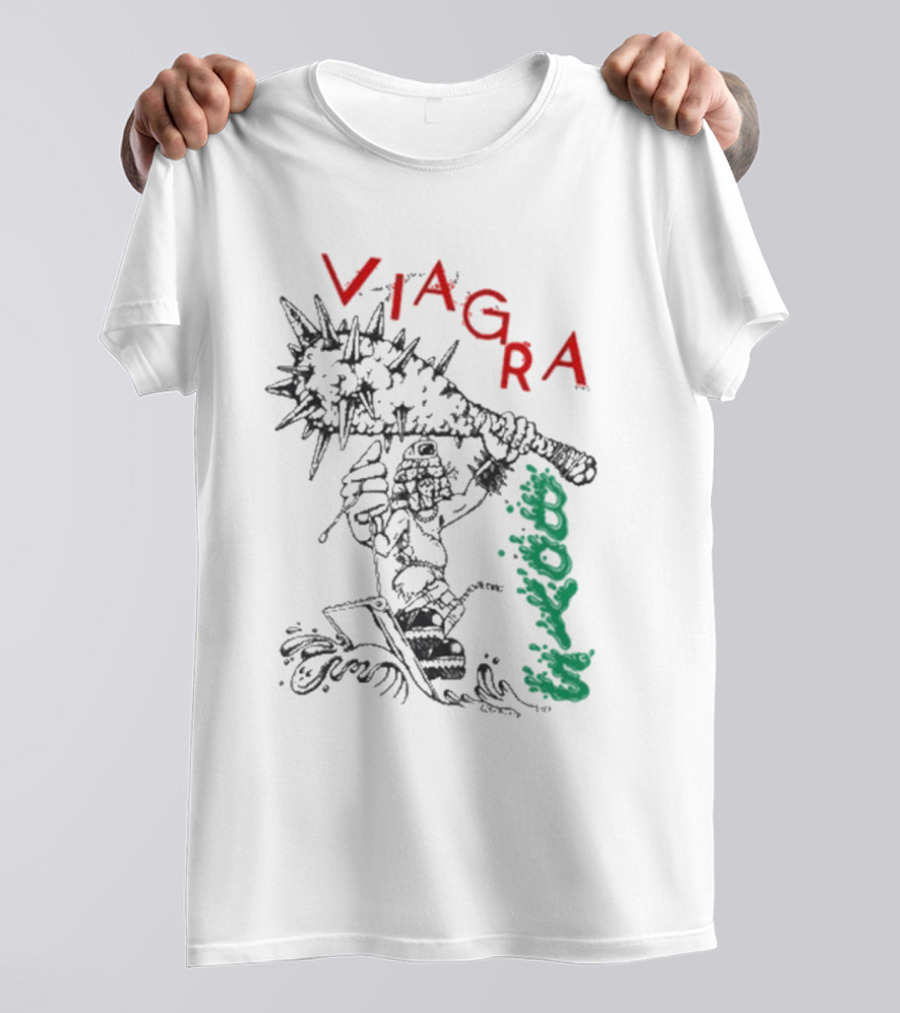 Viagra Boys Sgap Surf 2024 Spiked Bat Warrior Riding Waves T-Shirt