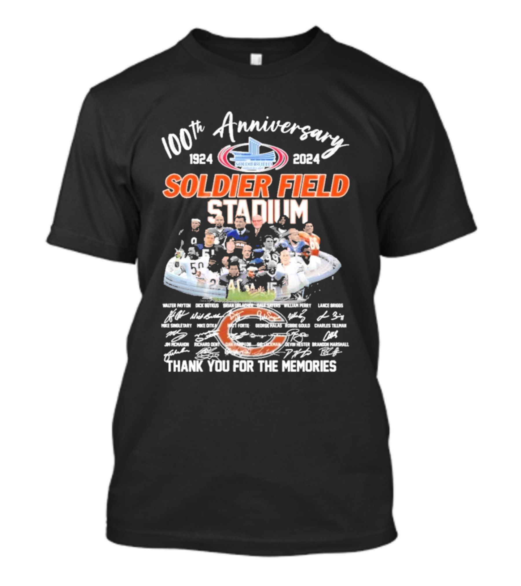 100th Anniversary Soldier Field Stadium 1924-2024 Thank You For The Memories NFL Legends T-Shirt