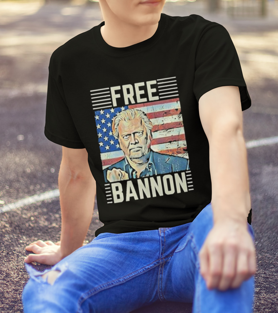 Free Bannon American Flag Political T-Shirt