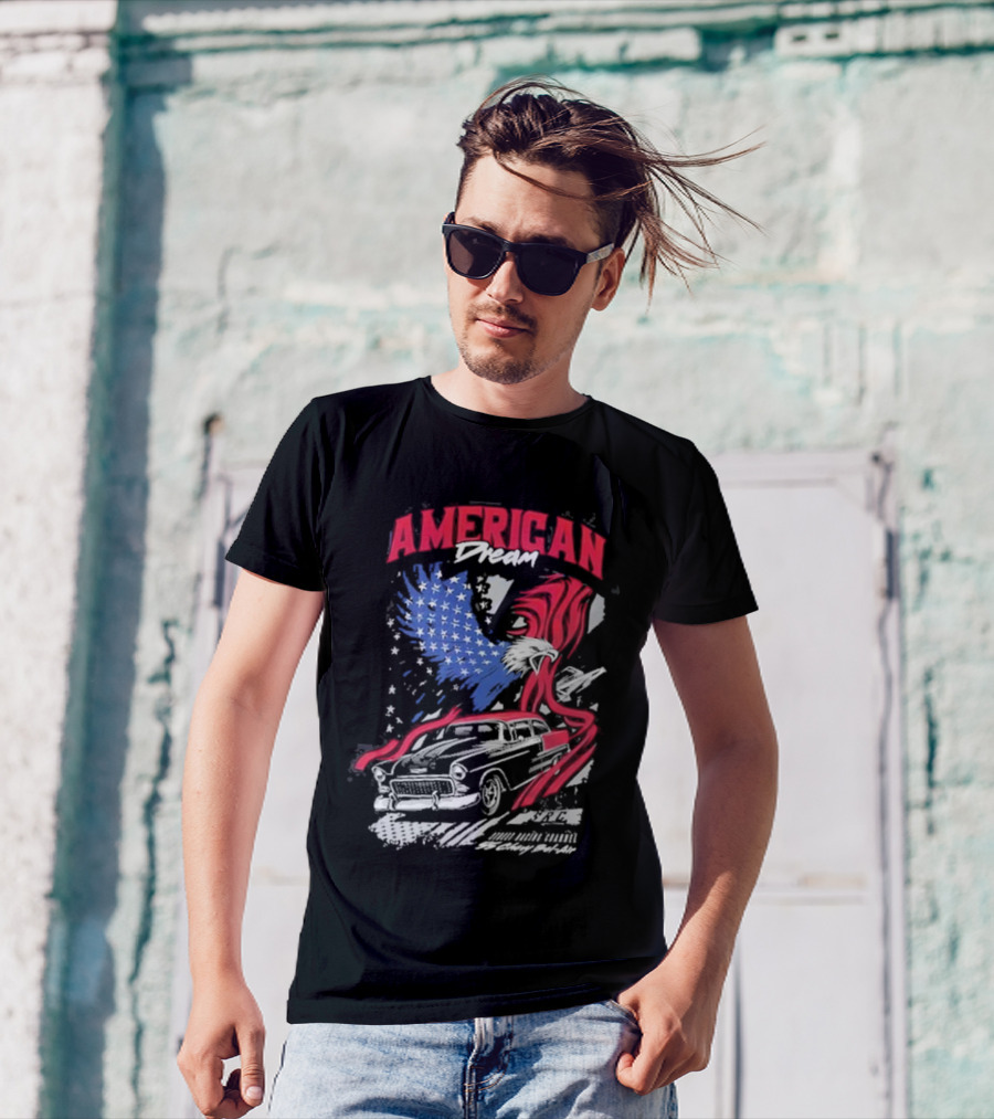 American Dream Eagle With Classic Chevy And Stars T-Shirt
