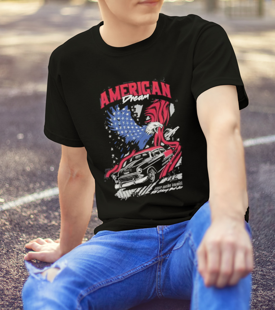American Dream Eagle With Classic Chevy And Stars T-Shirt