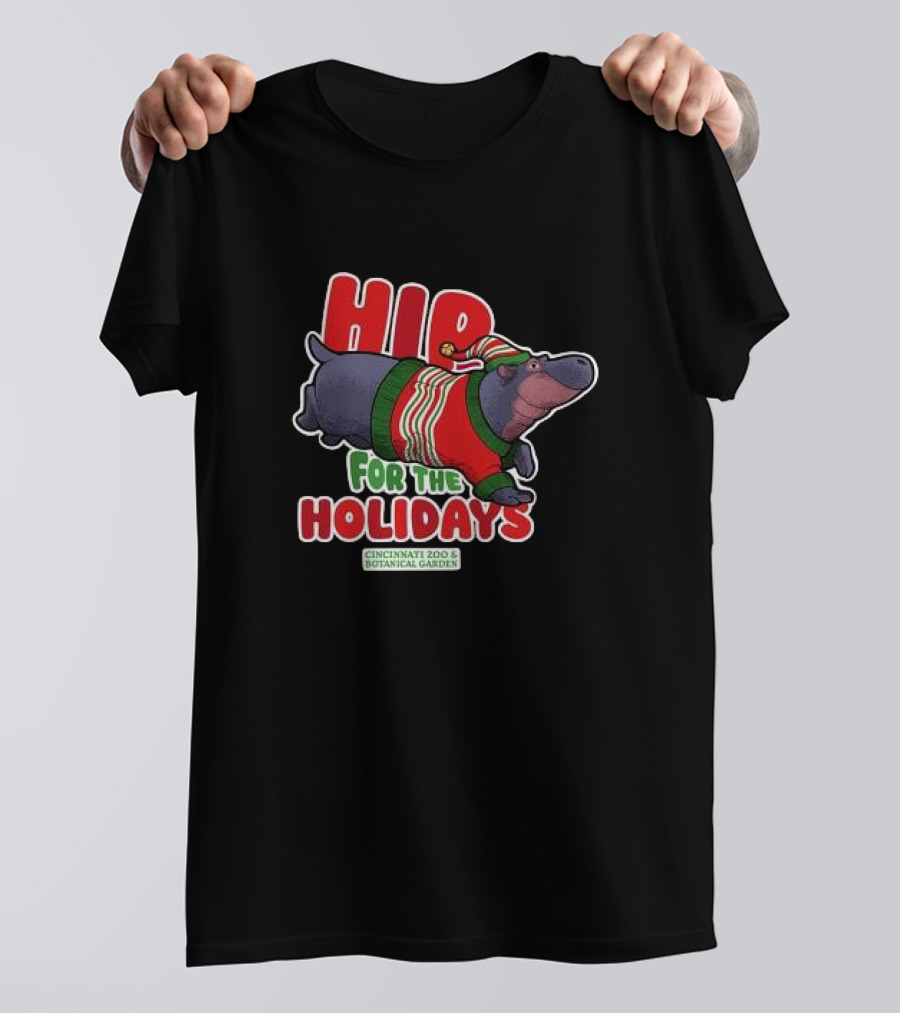 Hip For The Holidays Cincinnati Zoo And Botanical Garden 2024 Christmas Hippo T-Shirt