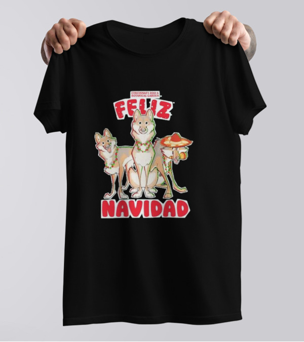 Feliz Navidad Wolves Cincinnati Zoo Botanical Garden T-Shirt