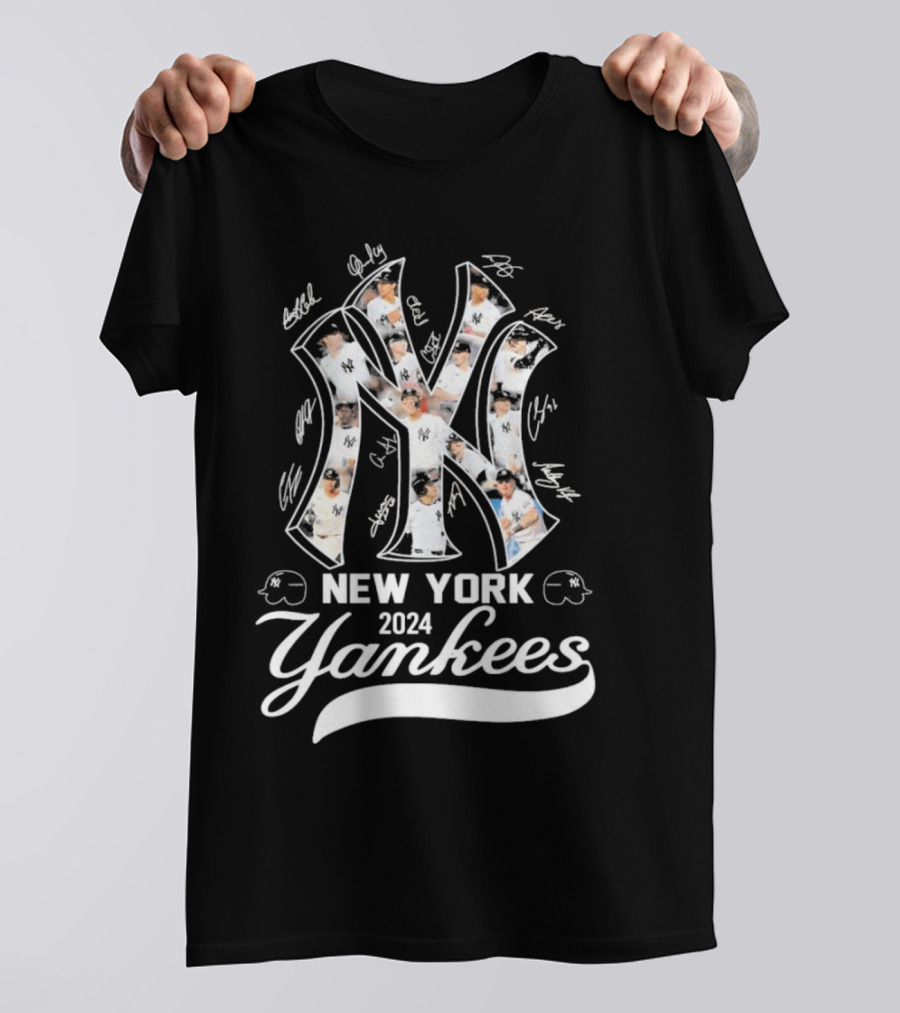 New York Yankees 2024 Signatures Collage MLB T-Shirt