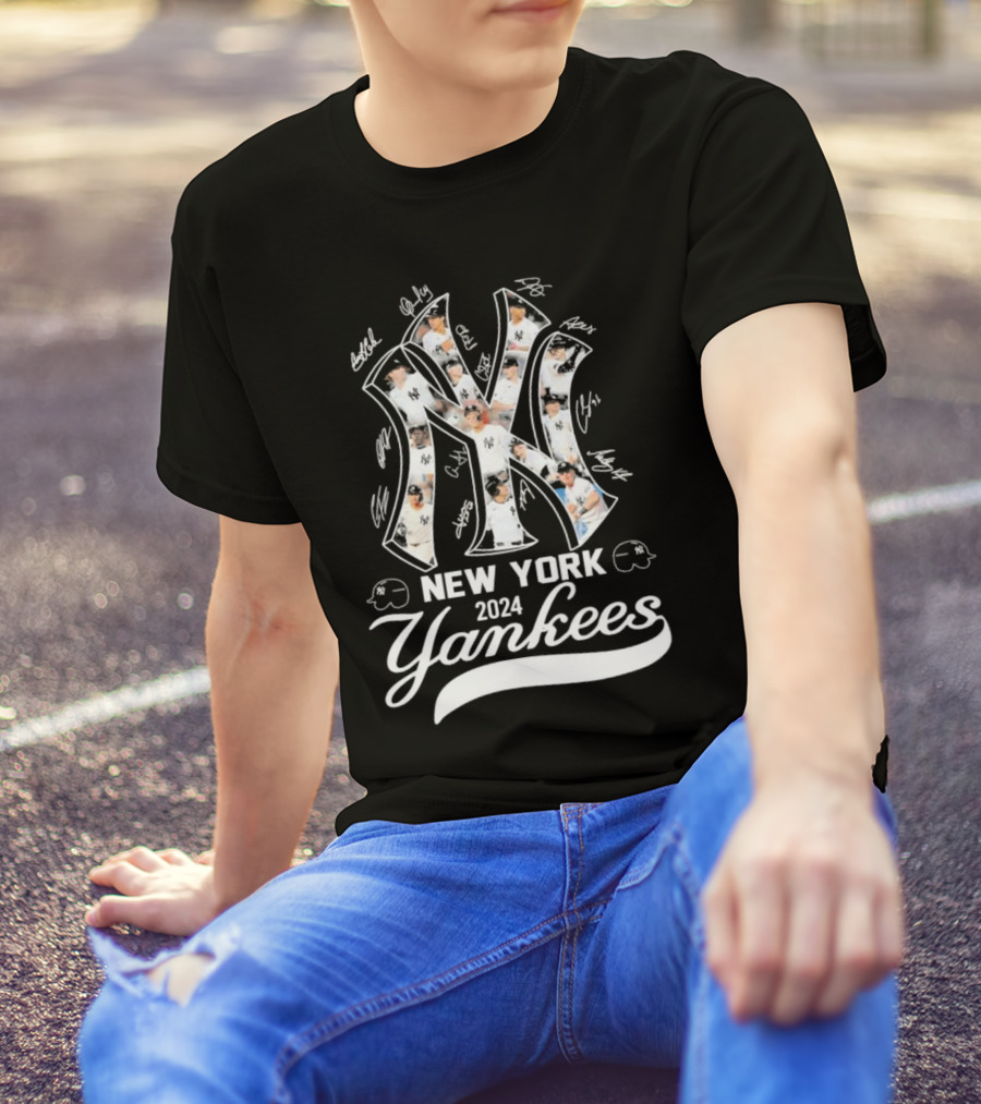New York Yankees 2024 Signatures Collage MLB T-Shirt