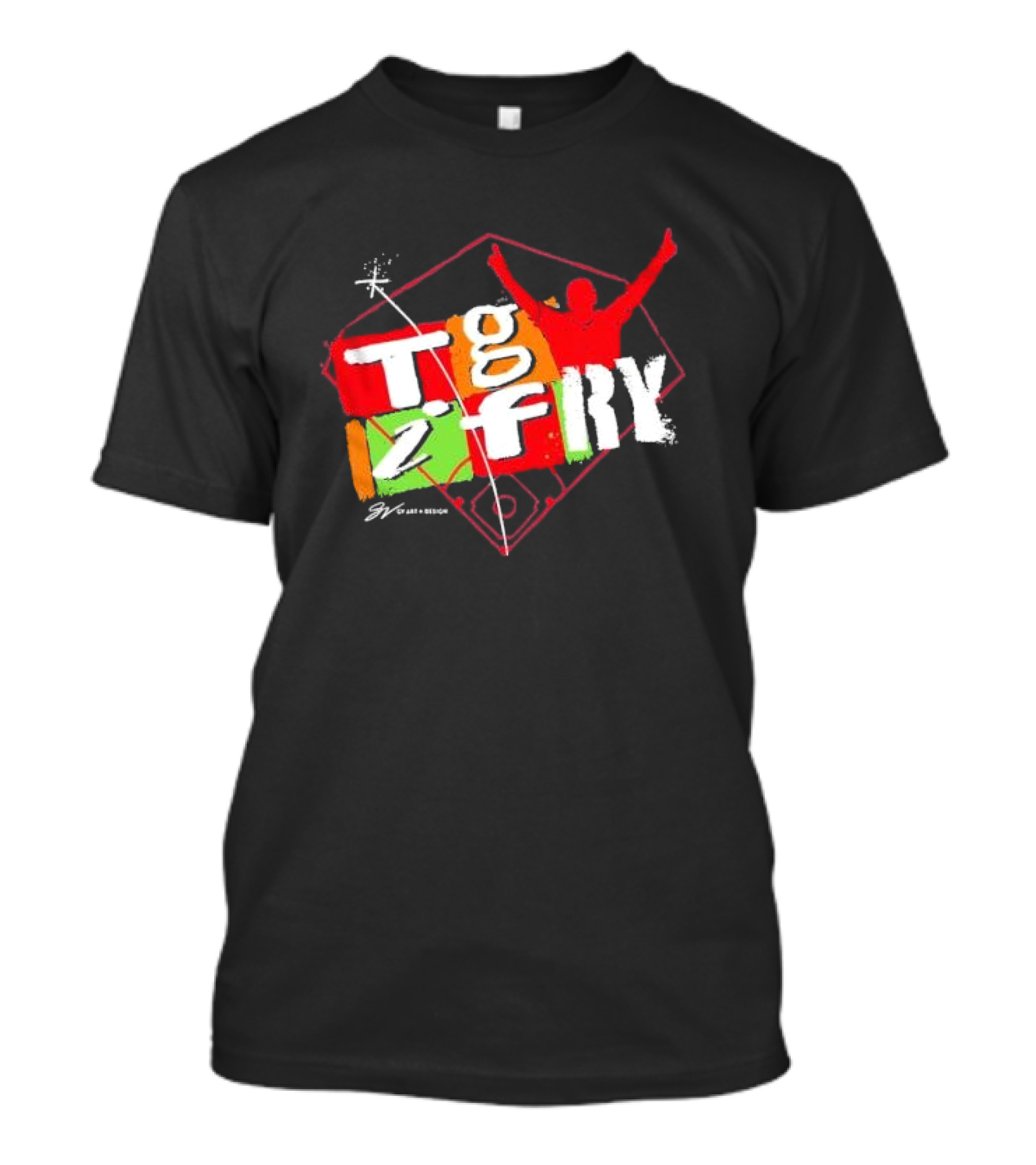 T.g.i.fry 2 Player Celebration Baseball Field T-Shirt