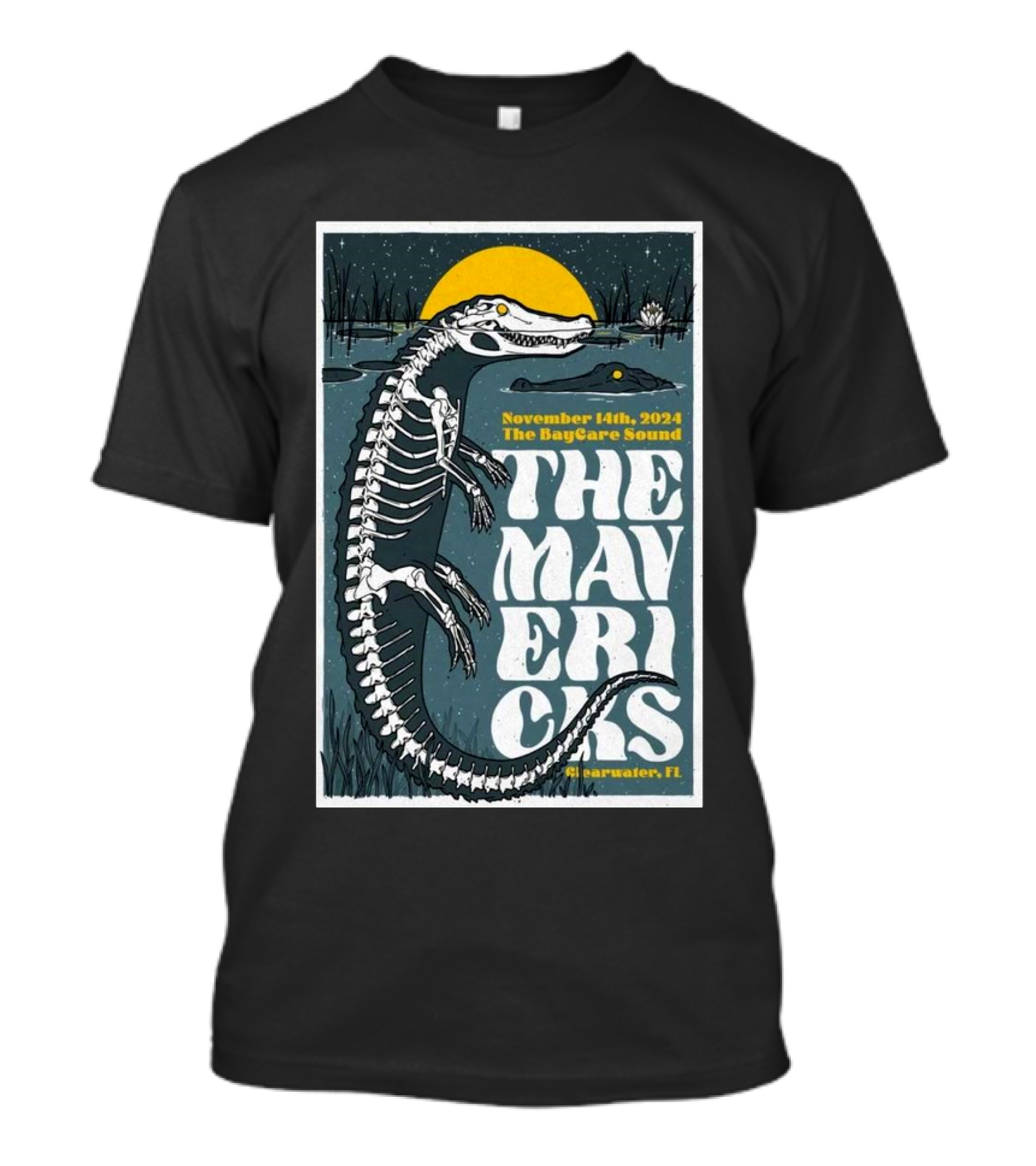 The Mavericks November 14th 2024 The BayCare Sound Clearwater FL Alligator Moon T-Shirt