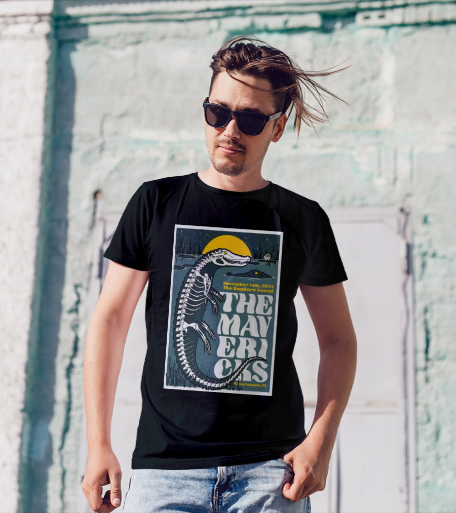 The Mavericks November 14th 2024 The BayCare Sound Clearwater FL Alligator Moon T-Shirt