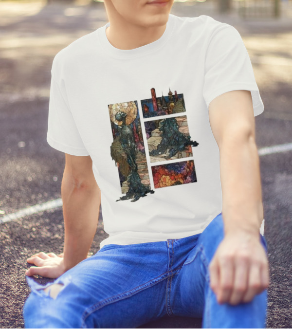 Zedd Descensus 2024 Stained Glass Fantasy Cityscape With Skeleton And Moon T-Shirt