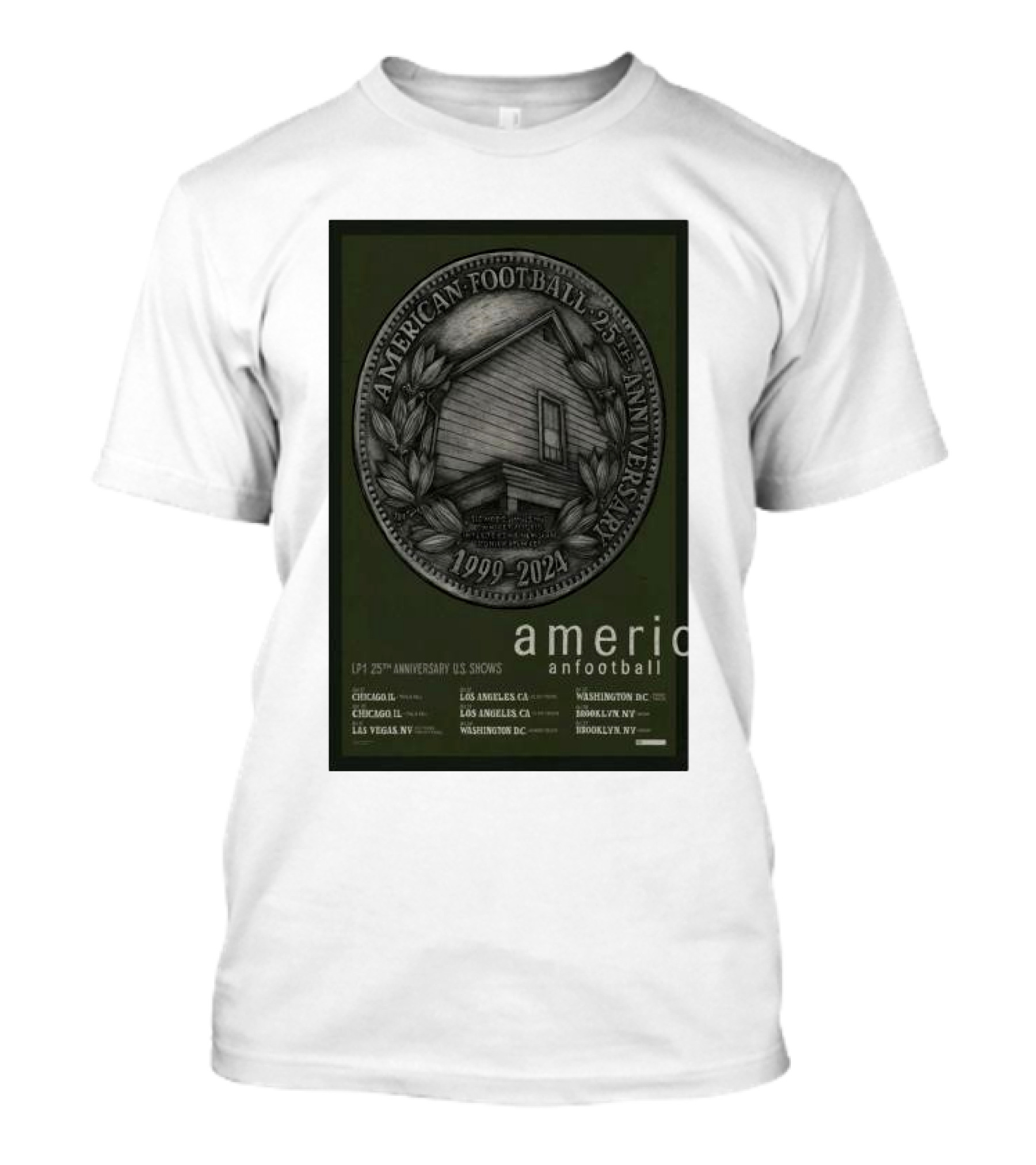 American Football 25th Anniversary US Shows 2024 Tour Dates Chicago Los Angeles Las Vegas Washington Brooklyn T-Shirt