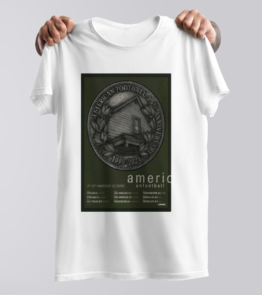American Football 25th Anniversary US Shows 2024 Tour Dates Chicago Los Angeles Las Vegas Washington Brooklyn T-Shirt