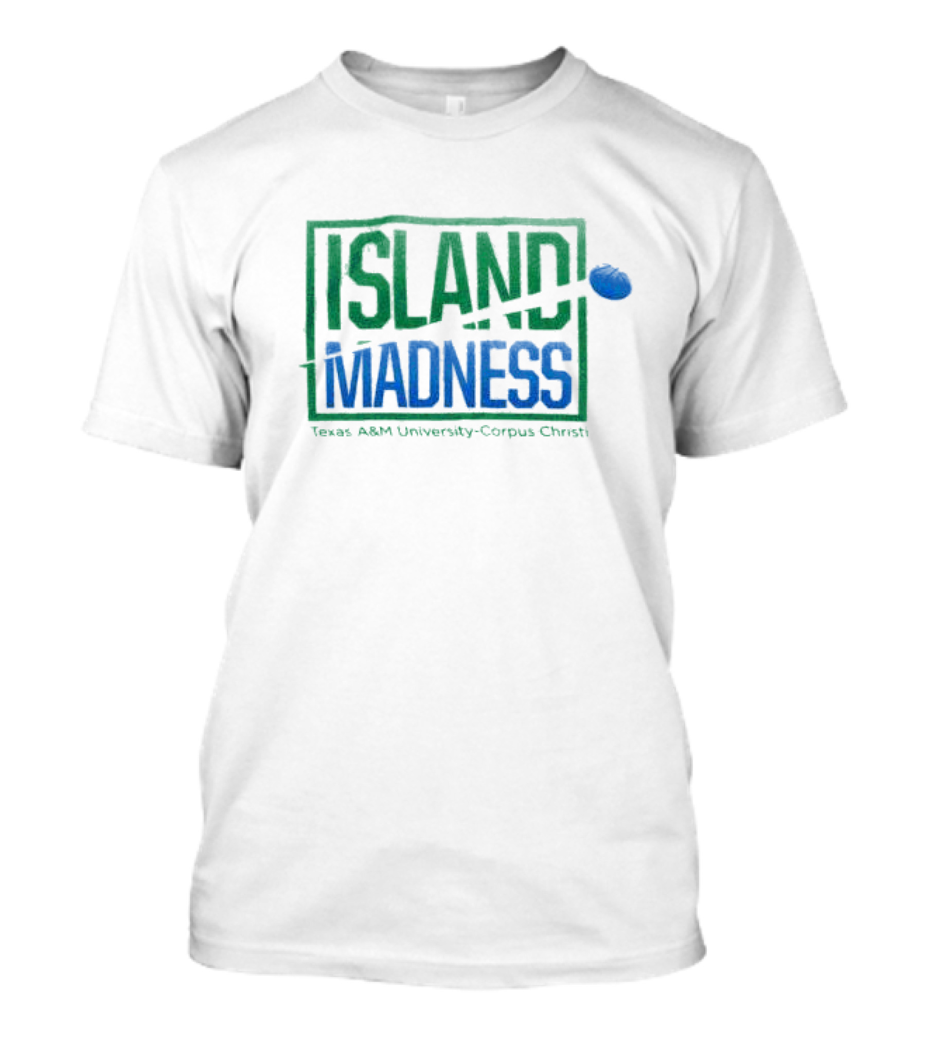 Texas A&M University-Corpus Christi Island Madness Blue And Green Bold Text With Basketball T-Shirt