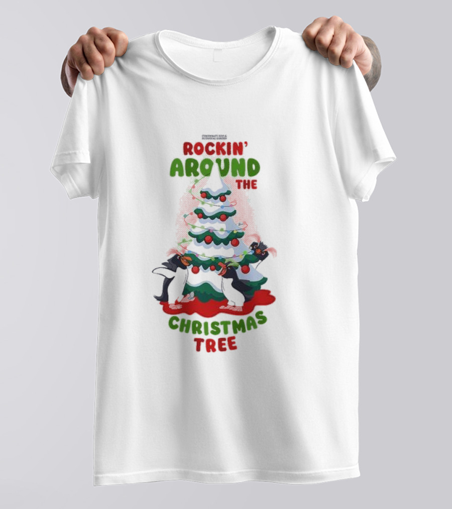 Rockin’ Around The Christmas Tree Cincinnati 2024 Penguins Dancing Holiday Scene T-Shirt