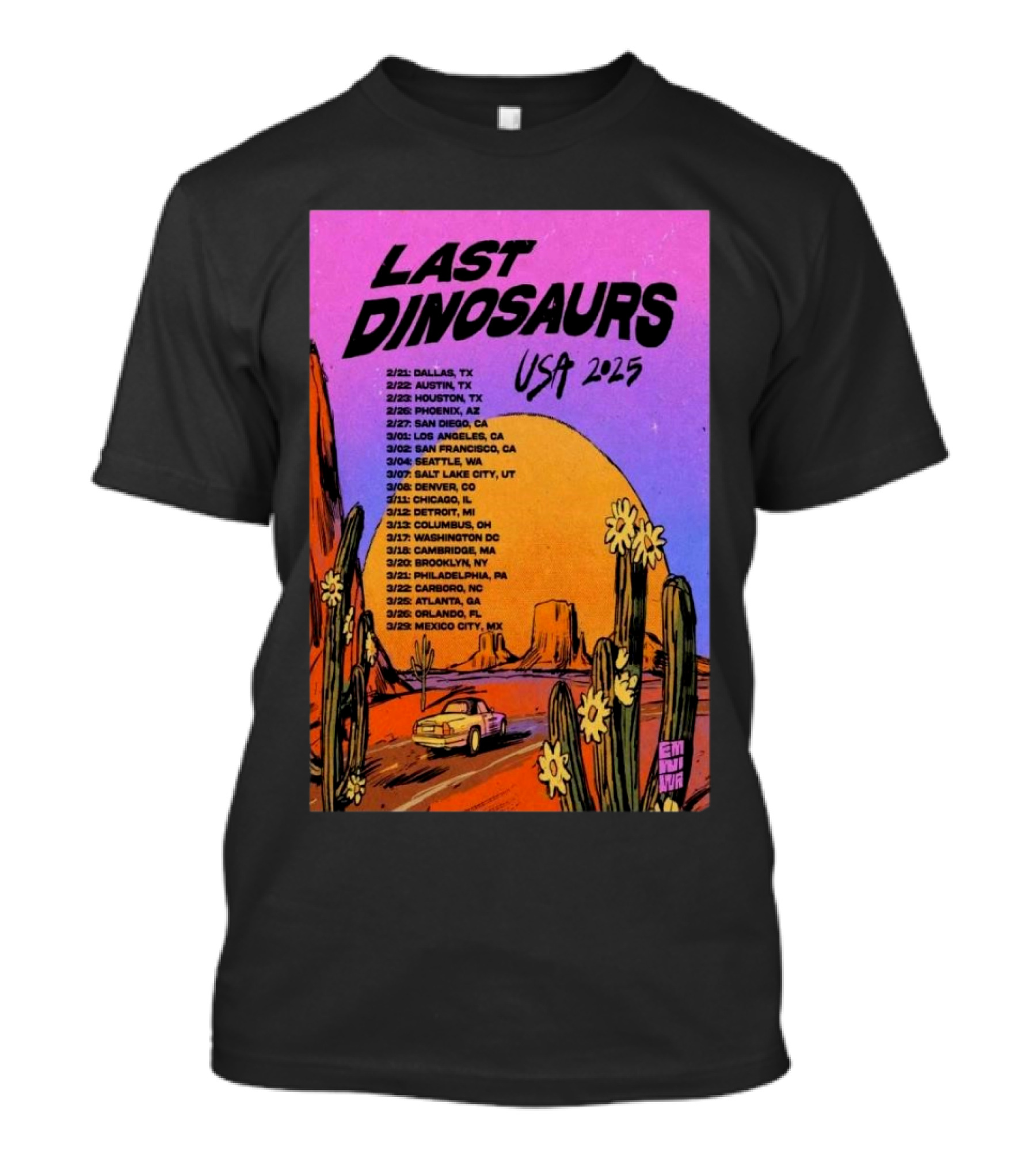 Last Dinosaurs USA Tour 2025 With Dates And Locations Desert T-Shirt