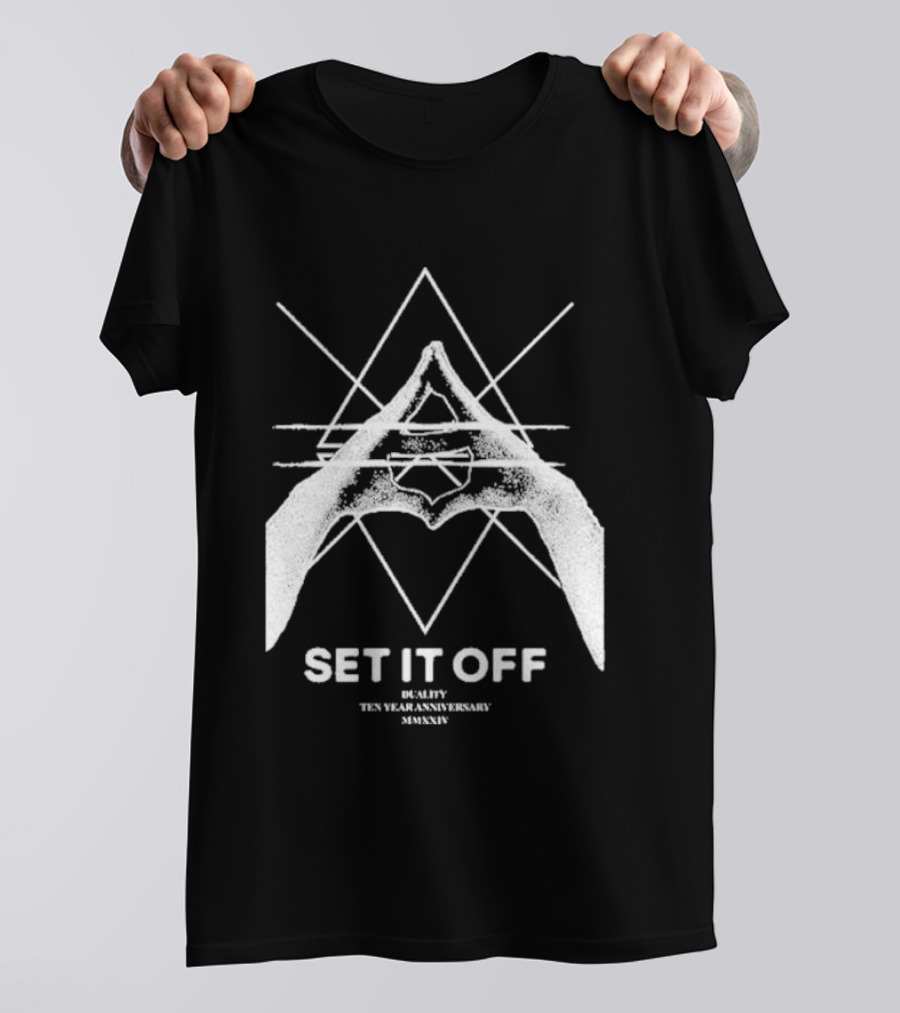 Set It Off Duality Ten Year Anniversary MMXXIV Geometric Hands And Star T-Shirt