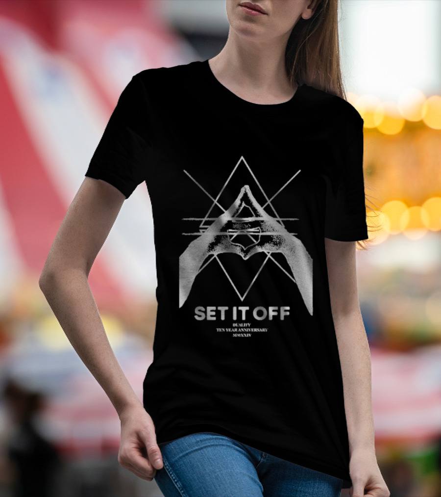 Set It Off Duality Ten Year Anniversary MMXXIV Geometric Hands And Star T-Shirt