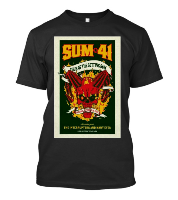 SUM 41 Tour Of The Setting Sum Sept 28 2024 H-E-B Center Cedar Park Tx With The Interrupters And Many Eyes T-Shirt