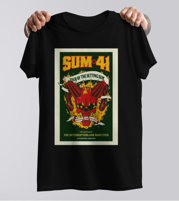 SUM 41 Tour Of The Setting Sum Sept 28 2024 H-E-B Center Cedar Park Tx With The Interrupters And Many Eyes T-Shirt
