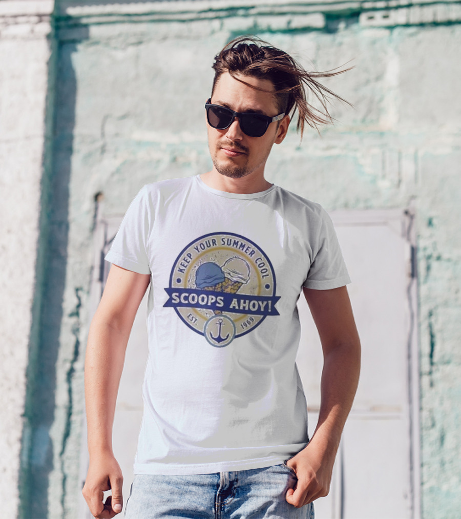 Keep Your Summer Cool Scoops Ahoy Est 1969 Ice Cream Anchor T-Shirt
