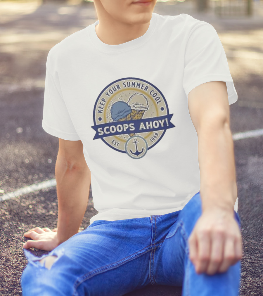 Keep Your Summer Cool Scoops Ahoy Est 1969 Ice Cream Anchor T-Shirt