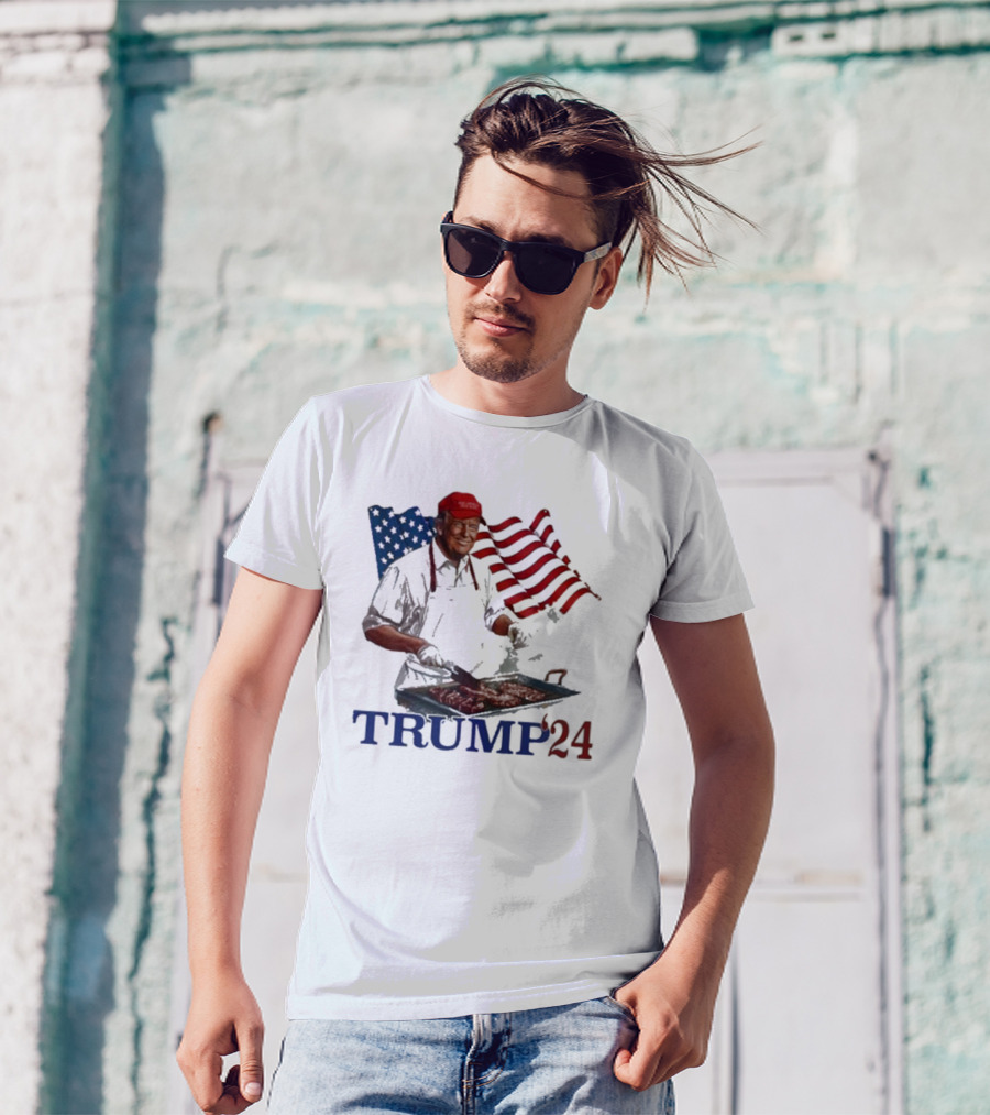 TRUMP 24 The Art Of The Grill American Flag Chef BBQ T-Shirt