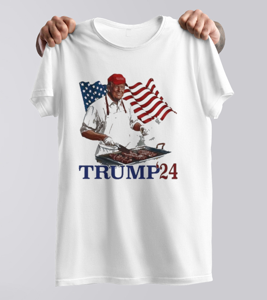 TRUMP 24 The Art Of The Grill American Flag Chef BBQ T-Shirt