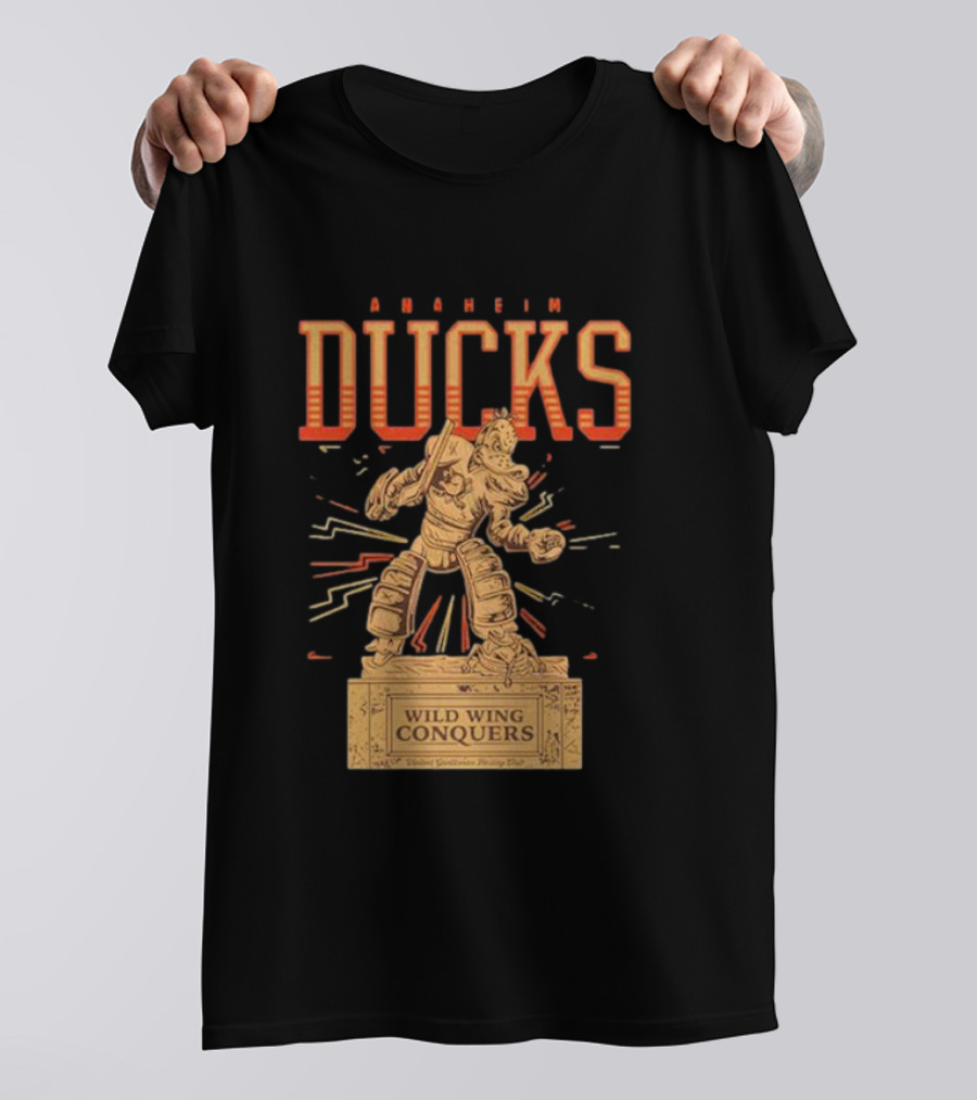 Anaheim Ducks Wild Wing Conquers Statue T-Shirt