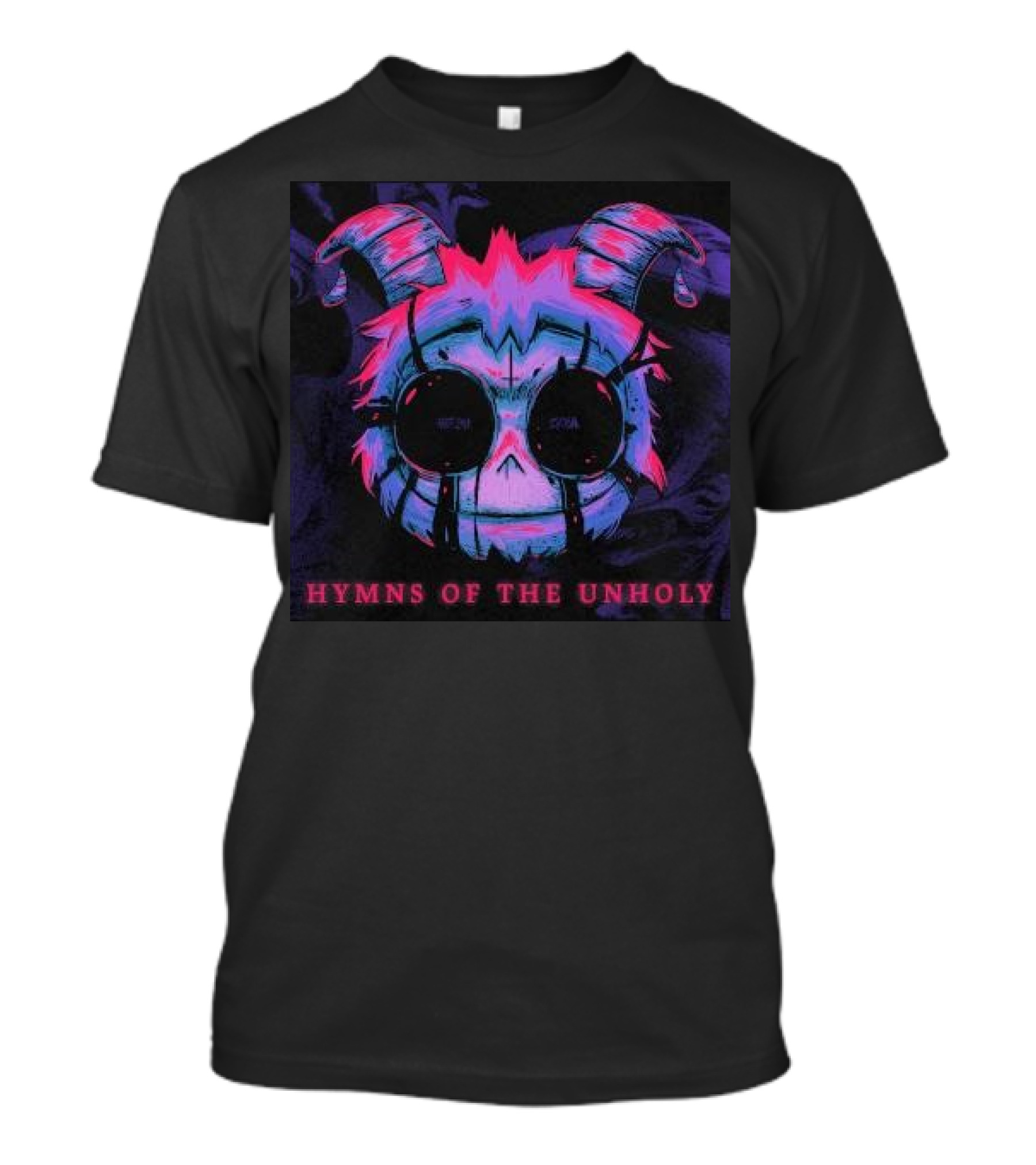 Hymns Of The Unholy Skull Demonic Neon Skull Art With Horns T-Shirt