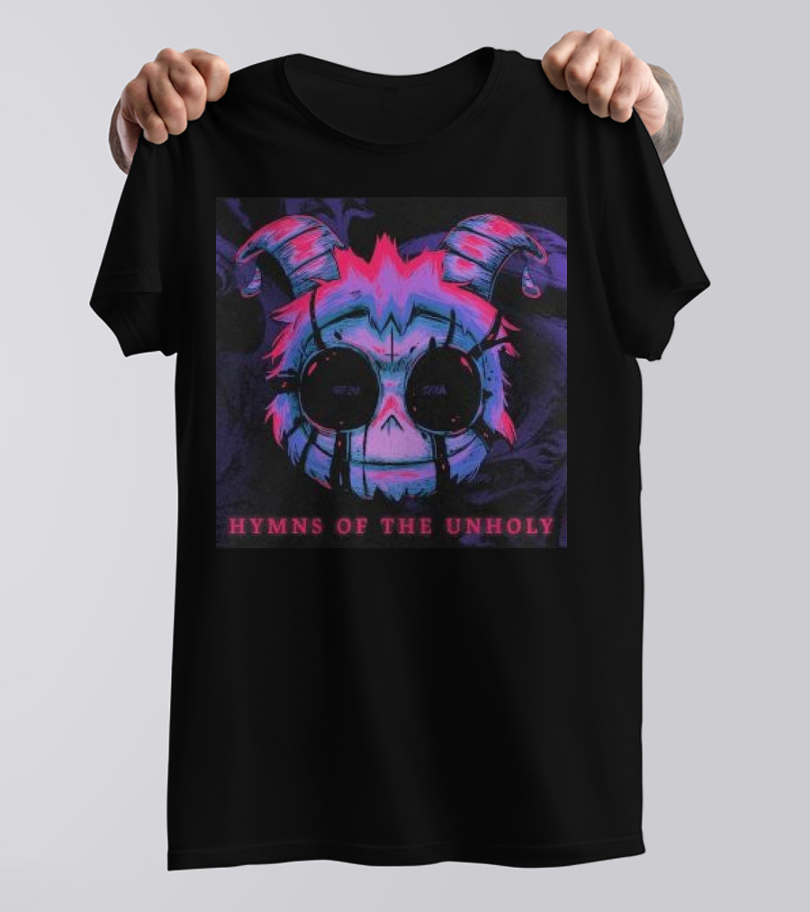 Hymns Of The Unholy Skull Demonic Neon Skull Art With Horns T-Shirt