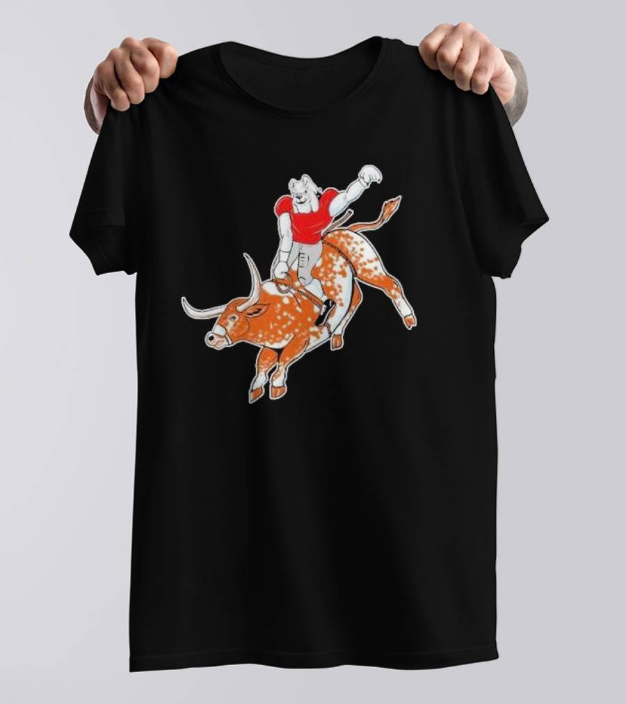 Georgia Bulldogs Uga Riding Bull Horns Down T-Shirt