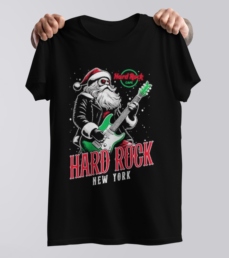 Hard Rock Cafe New York Santa Christmas Guitar Holiday Live T-Shirt