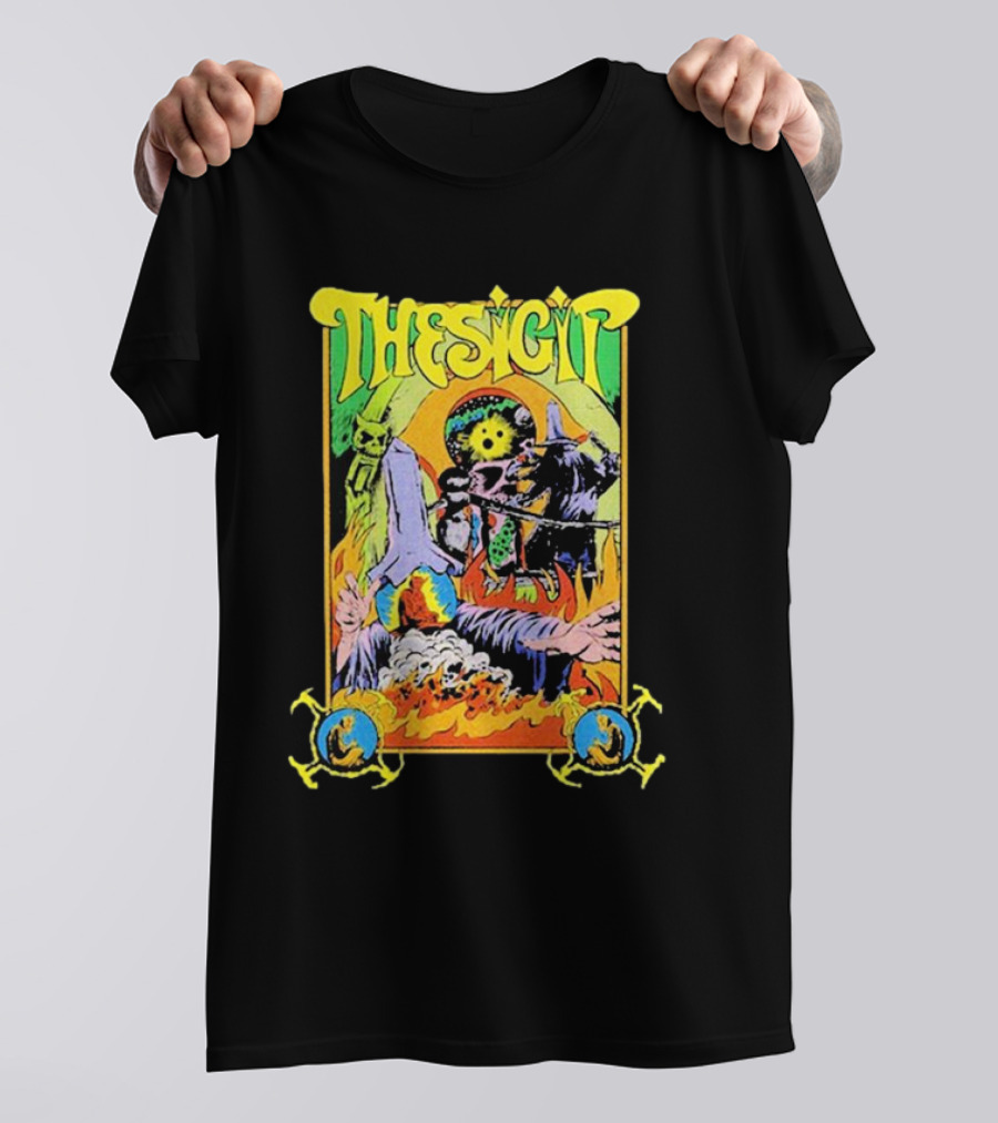 THESIGIT Psychedelic Skeletons Fire Scene Retro T-Shirt