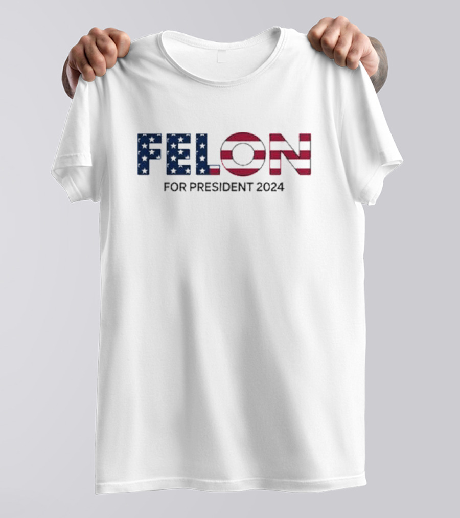 1 Womens Online Coach Wearing Felon For President 2024 American Flag T-Shirt
