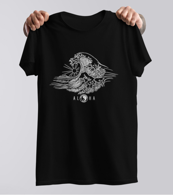 Aloha T&C Surf Simple Hokusai Wave Yin Yang T-Shirt