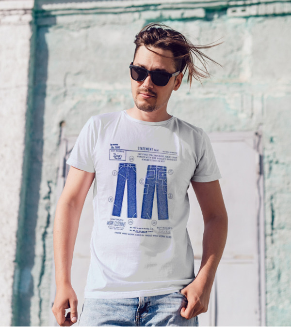 Roy Roger's Dave's Workwear Collaboration Italian Blue Jeans In NYC T-Shirt