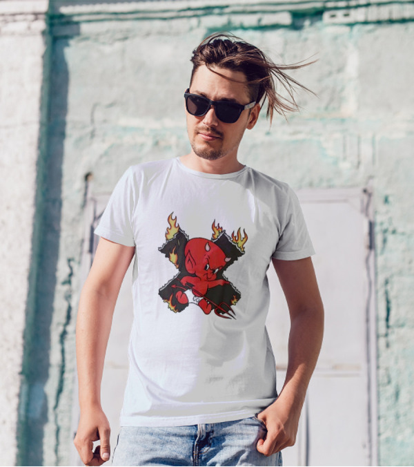 Xplr Baby Devil 2024 Flaming Red Imp With Pitchfork T-Shirt
