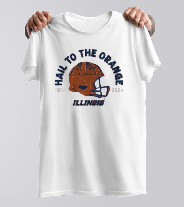 1924-2024 Illinois Football Hail To The Orange Helmet T-Shirt