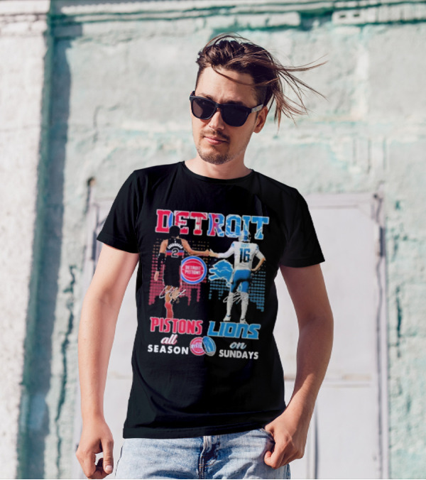 Detroit Pistons Lions All Season On Sundays T-Shirt