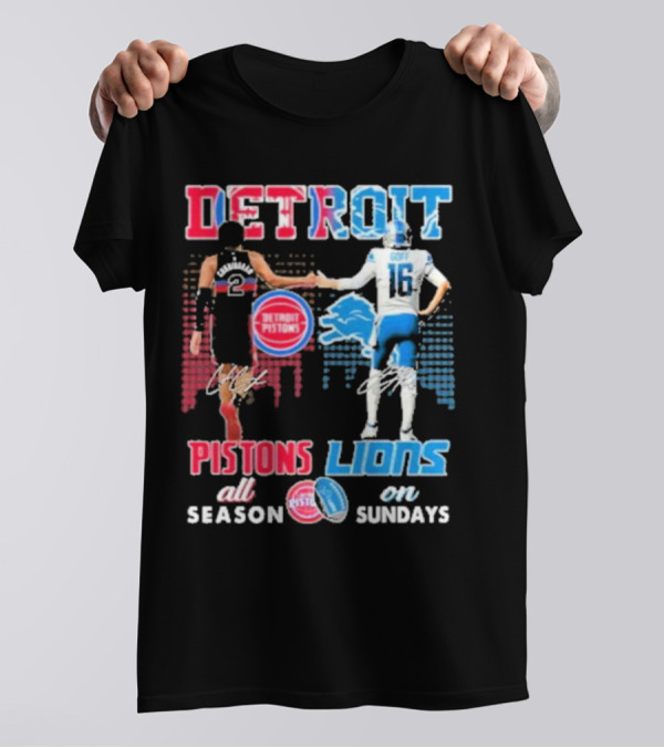 Detroit Pistons Lions All Season On Sundays T-Shirt