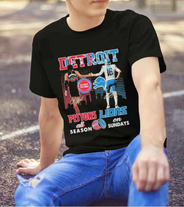 Detroit Pistons Lions All Season On Sundays T-Shirt