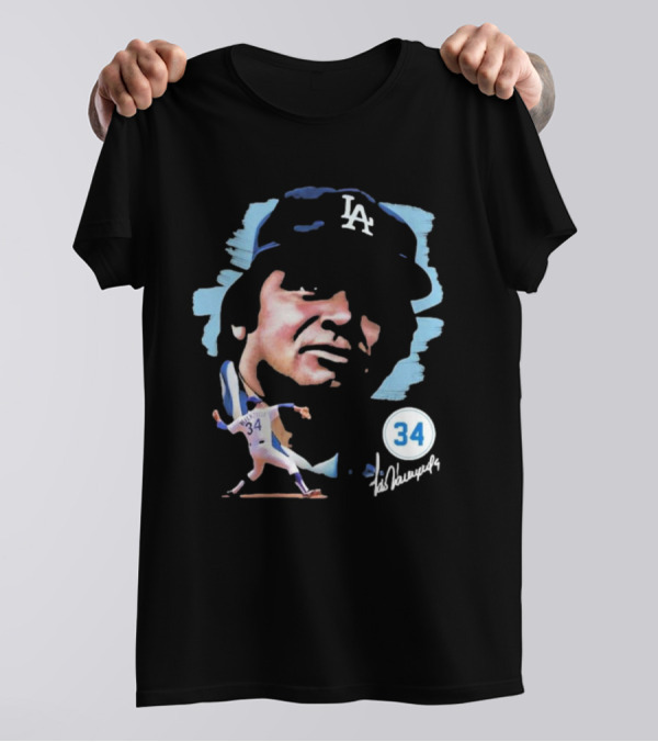 Fernando Valenzuela LA Dodgers 34 Signature T-Shirt