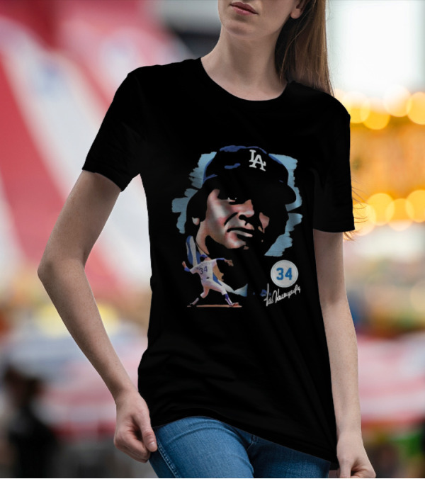 Fernando Valenzuela LA Dodgers 34 Signature T-Shirt