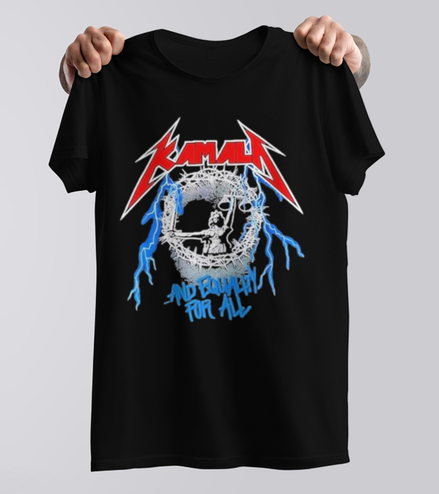 Kamala Rock Style And Equality For All Lightning Statue T-Shirt