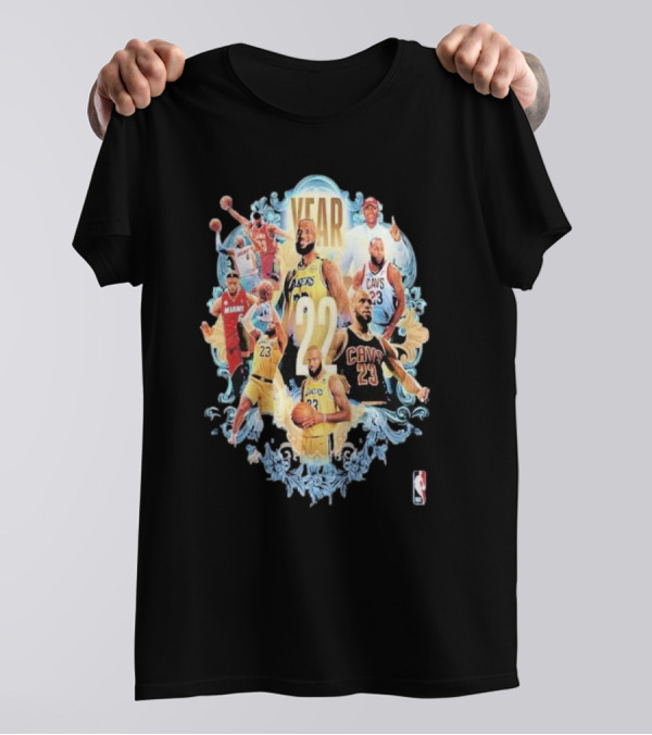 22 Years Of NBA Legend LeBron James In Lakers Cavs And Heat Jerseys T-Shirt