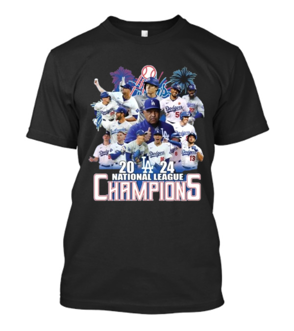 Los Angeles Dodgers 2024 National League Champions Fireworks T-Shirt