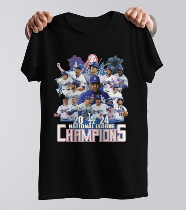 Los Angeles Dodgers 2024 National League Champions Fireworks T-Shirt