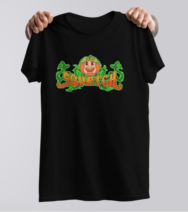 Squatch Pumpkin Face Halloween Green Vines T-Shirt