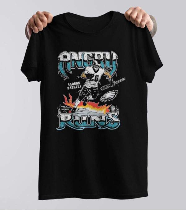 Saquon Barkley Angry Runs Philadelphia Eagles Good Morning Football NFL Homage Player Graphic Tri-blend T-Shirt